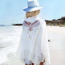 Load image into Gallery viewer, Sexy Beach Cover Up White Crochet Tunic Women