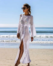 Load image into Gallery viewer, Crochet White Knitted Beach Cover up dress