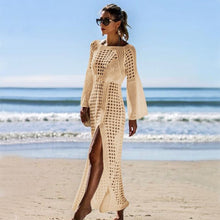 Load image into Gallery viewer, Crochet White Knitted Beach Cover up dress