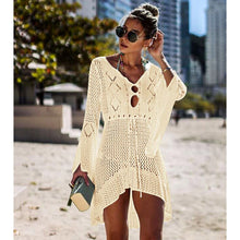 Load image into Gallery viewer, Crochet White Knitted Beach Cover up dress