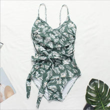 Load image into Gallery viewer, Green Leaf One Piece Swimsuit Women