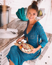 Load image into Gallery viewer, Crochet White Knitted Beach Cover up dress