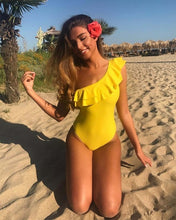 Load image into Gallery viewer, Sexy Solid Yellow One Piece Swimsuits
