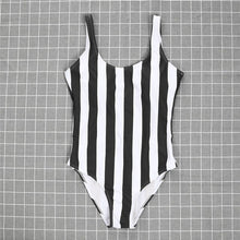 Load image into Gallery viewer, One Piece Swimsuit Push Up Padded Monokini Striped