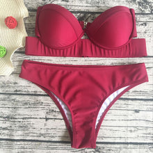 Load image into Gallery viewer, Sexy Swimsuit Bikini Set Push Up Underwire Shell Padded